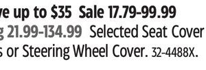 Selected Seat Cover Kits or Steering Wheel Cover