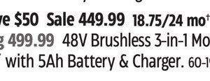 Yardworks 48 8V 3-in-1 Cordless Brushless Push Lawn Mower