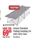 Woods Instant Standard Folding Camping Cot with Carry Case