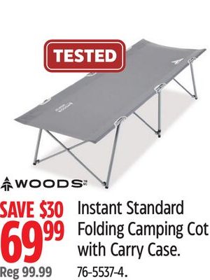 Woods Instant Standard Folding Camping Cot with Carry Case