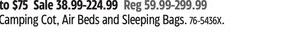 Outbound Selected Camping Cot, Air Beds and Sleeping Bags