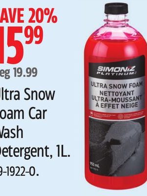 Simoniz Ultra Snow Foam Car Wash Detergent, 1L.
