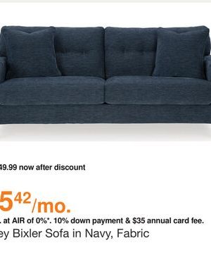 Ashley Bixler Sofa in Navy, Fabric