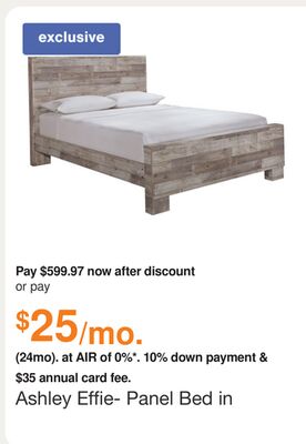 Ashley Effie- Panel Bed in Beige, Size: Queen