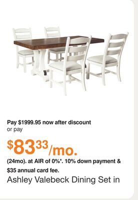Ashley Valebeck Dining Set in White/Brown