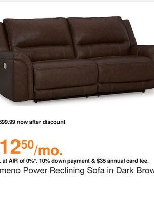 Trasimeno Power Reclining Sofa in Dark Brown, Leather by Ashley