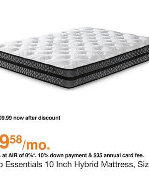 Sleep Essentials 10 Inch Hybrid Mattress, Size: Queen by Ashley