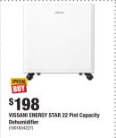 VISSANI ENERGY STAR 22 Pint Capacity Dehumidifier