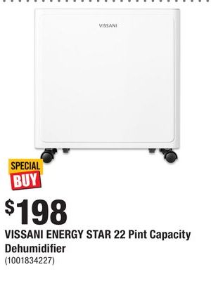 VISSANI ENERGY STAR 22 Pint Capacity Dehumidifier