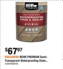 EXCLUSIVE BEHR PREMIUM Semi-Transparent Waterproofing Stain...