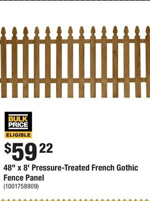 48" x 8' Pressure-Treated French Gothic Fence Panel