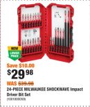 24-PIECE MILWAUKEE SHOCKWAVE Impact Driver Bit Set