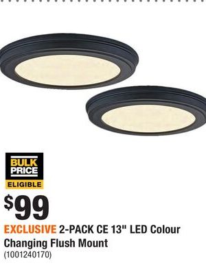 EXCLUSIVE 2-PACK CE 13" LED Colour Changing Flush Mount