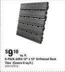 6-PACK AURA 12" x 12" Driftwood Deck Tiles (Covers 6 sq.ft.)