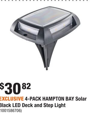 EXCLUSIVE 4-PACK HAMPTON BAY Solar Black LED Deck and Step Light