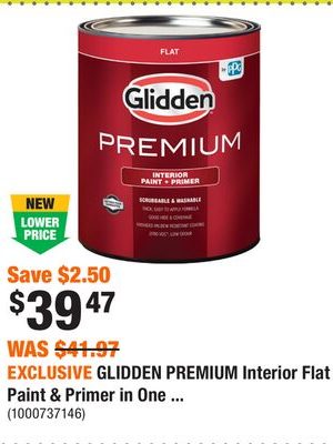 EXCLUSIVE GLIDDEN PREMIUM Interior Flat Paint & Primer in One ...