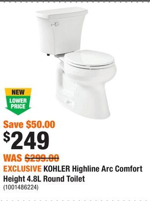 EXCLUSIVE KOHLER Highline Arc Comfort Height 4.8L Round Toilet