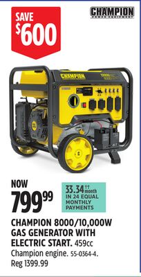 CHAMPION 8000/10,000W GAS GENERATOR WITH ELECTRIC START