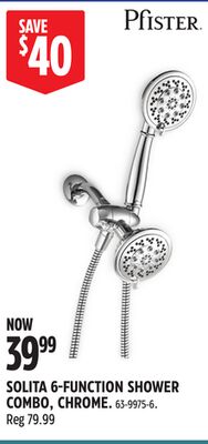 PFISTER SOLITA 6-FUNCTION SHOWER COMBO, CHROME