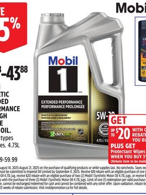 MOBIL 1 SYNTHETIC EXTENDED PERFORMANCE AND HIGH MILEAGE MOTOR OIL