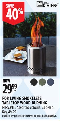 FOR LIVING SMOKELESS TABLETOP WOOD BURNING FIREPIT