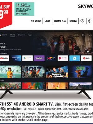 SKYWORTH 55˝ 4K ANDROID SMART TV