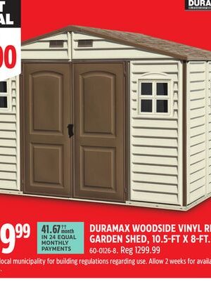 DURAMAX WOODSIDE VINYL RESIN GARDEN SHED