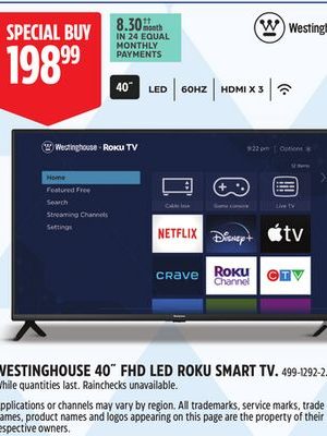 WESTINGHOUSE 40˝ FHD LED ROKU SMART TV
