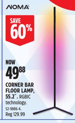 NOMA CORNER BAR FLOOR LAMP, 55.2˝