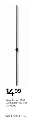 Spindle Iron Matt Bar Single Knuckle Diamond