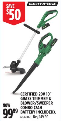 CERTIFIED 20V CORDLESS LINE GRASS TRIMMER & SWEEPER COMBO