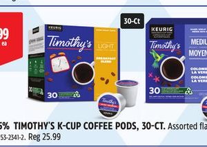 TIMOTHY'S K-CUP COFFEE PODS