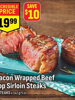 Bacon Wrapped Beef Top Sirloin Steaks