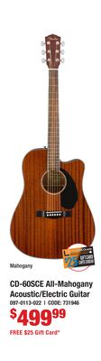 CD-60SCE All-Mahogany Acoustic/Electric Guitar