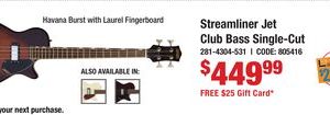 Streamliner Jet Club Bass Single-Cut