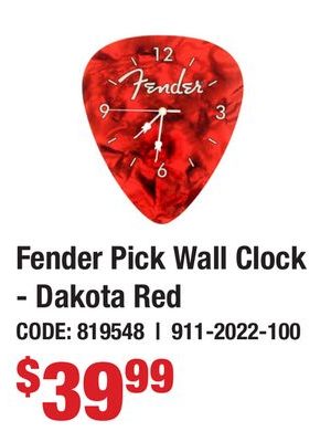 Fender Pick Wall Clock - Dakota Red