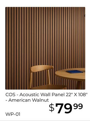 COS - Acoustic Wall Panel 22" X 108" - American Walnut