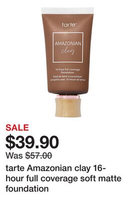 tarte Amazonian clay 16-hour full coverage soft matte foundation