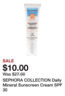 SEPHORA COLLECTION Daily Mineral Sunscreen Cream SPF 30