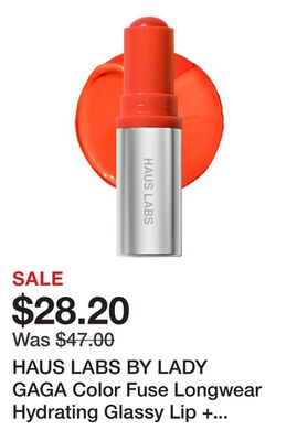 HAUS LABS BY LADY GAGA Color Fuse Longwear Hydrating Glassy Lip + Cheek Blush Balm Stick