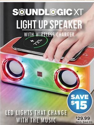 SOUNDLOGIC XT LIGHT UP SPEAKER WITH WIRELESS CHARGER