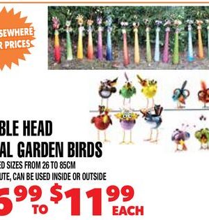 BOBBLE HEAD METAL GARDEN BIRDS