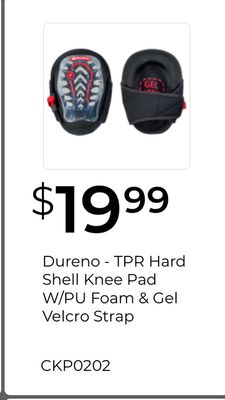 Dureno - TPR Hard Shell Knee Pad W/PU Foam & Gel Velcro Strap