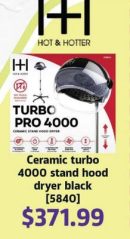 Hot & Hotter Ceramic Turbo 4000 Stand Hood Dryer Black