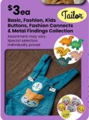 Basic, Fashion, Kids Buttons, Fashion Connects & Metal Findings Collection