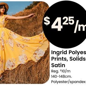 Ingrid Polyester Prints, Solids & Satin