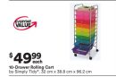 10-Drawer Rolling Cart by Simply Tidy