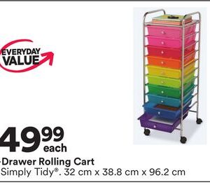 10-Drawer Rolling Cart by Simply Tidy