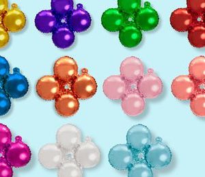 Quad Mylar 16" Balloon, Gold, Purple, Red, Royal Blue, Green, Rose Gold, Orange, Black, Silver, Pink, Gold, Fuchsia, White