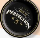 Better with Age "Aged to Perfection" Round Paper Disposable Dessert Plates, Black/Gold, 7-in, 8-pk, for Birthday Party